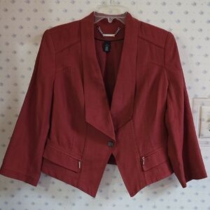 White House Black Market Red Blazer with Shawl Collar